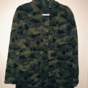 Longline Camo Sherpa Jacket Coat